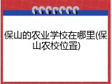 保山的农业学校在哪里(保山农校位置)