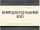 自考职业技术证书(自考职业证)