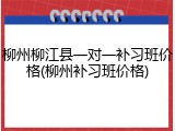 柳州柳江县一对一补习班价格(柳州补习班价格)