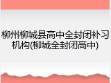 柳州柳城县高中全封闭补习机构(柳城全封闭高中)