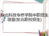 东北科技专修学院中职招生简章(东北职校招生)