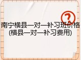 南宁横县一对一补习班价格(横县一对一补习费用)