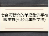 七台河新兴的单招集训学校哪里有(七台河单招学校)