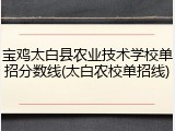 宝鸡太白县农业技术学校单招分数线(太白农校单招线)