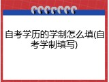 自考学历的学制怎么填(自考学制填写)