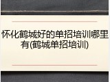 怀化鹤城好的单招培训哪里有(鹤城单招培训)
