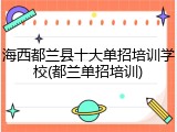 海西都兰县十大单招培训学校(都兰单招培训)
