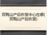双鸭山产后恢复中心在哪(双鸭山产后恢复)
