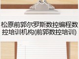 松原前郭尔罗斯数控编程数控培训机构(前郭数控培训)