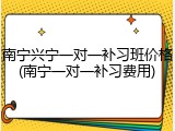 南宁兴宁一对一补习班价格(南宁一对一补习费用)