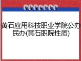 黄石应用科技职业学院公办民办(黄石职院性质)