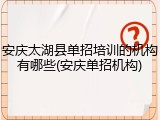 安庆太湖县单招培训的机构有哪些(安庆单招机构)
