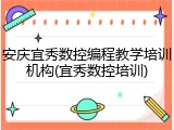 安庆宜秀数控编程教学培训机构(宜秀数控培训)