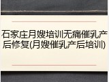石家庄月嫂培训无痛催乳产后修复(月嫂催乳产后培训)