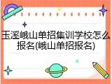 玉溪峨山单招集训学校怎么报名(峨山单招报名)