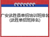 广安武胜县单招培训班排名(武胜单招班排名)