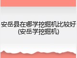 安岳县在哪学挖掘机比较好(安岳学挖掘机)