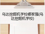 乌达挖掘机学校哪家强(乌达挖掘机学校)