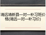 清远清新县一对一补习班价格(清远一对一补习价)