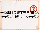 平顶山叶县哪里有单招的大专学校(叶县单招大专学校)