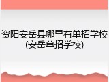 资阳安岳县哪里有单招学校(安岳单招学校)
