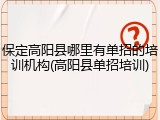 保定高阳县哪里有单招的培训机构(高阳县单招培训)