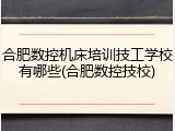 合肥数控机床培训技工学校有哪些(合肥数控技校)