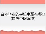 自考毕业的学校中职有哪些(自考中职院校)