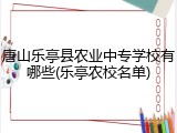 唐山乐亭县农业中专学校有哪些(乐亭农校名单)