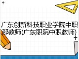 广东创新科技职业学院中职部教师(广东职院中职教师)