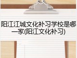 阳江江城文化补习学校是哪一家(阳江文化补习)