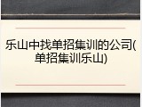 乐山中找单招集训的公司(单招集训乐山)