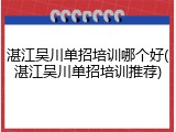 湛江吴川单招培训哪个好(湛江吴川单招培训推荐)
