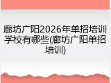 廊坊广阳2026年单招培训学校有哪些(廊坊广阳单招培训)