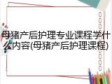 母猪产后护理专业课程学什么内容(母猪产后护理课程)