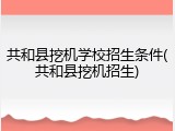 共和县挖机学校招生条件(共和县挖机招生)