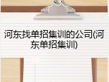 河东找单招集训的公司(河东单招集训)