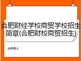 合肥财经学校商贸学校招生简章(合肥财校商贸招生)