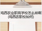 鸡西农业职高学校怎么样啊(鸡西农职校如何)