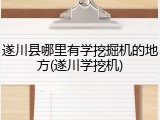 遂川县哪里有学挖掘机的地方(遂川学挖机)
