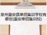 泉州惠安县单招集训学校有哪些(惠安单招集训校)
