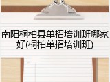 南阳桐柏县单招培训班哪家好(桐柏单招培训班)