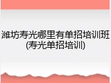潍坊寿光哪里有单招培训班(寿光单招培训)
