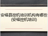 安福县挖机培训机构有哪些(安福挖机培训)