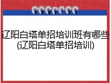 辽阳白塔单招培训班有哪些(辽阳白塔单招培训)