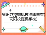 高阳县挖掘机技校哪里有(高阳挖掘机学校)