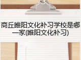 商丘睢阳文化补习学校是哪一家(睢阳文化补习)
