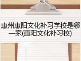 惠州惠阳文化补习学校是哪一家(惠阳文化补习校)