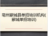 亳州蒙城县单招培训机构(蒙城单招培训)
