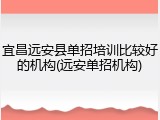 宜昌远安县单招培训比较好的机构(远安单招机构)